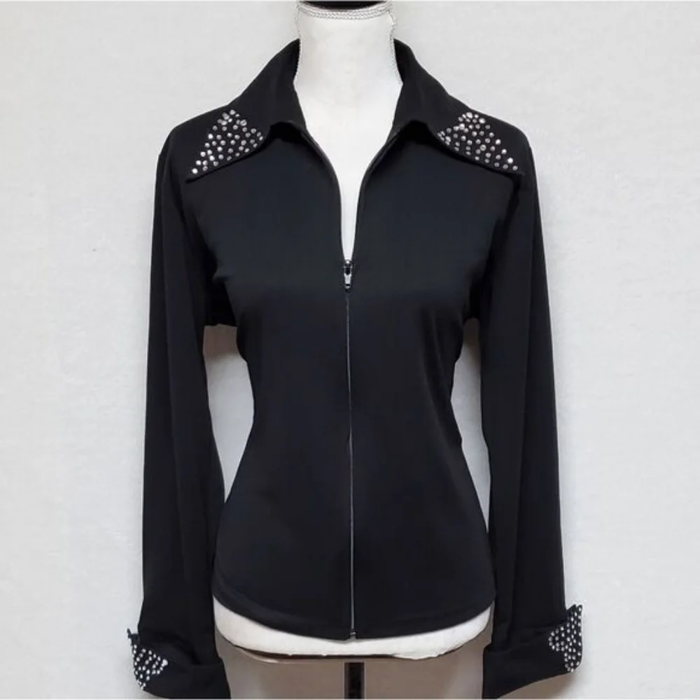 Rare Vintage 1990s Valencia Black Heart Embellished Full-zip Lightweight Jacket